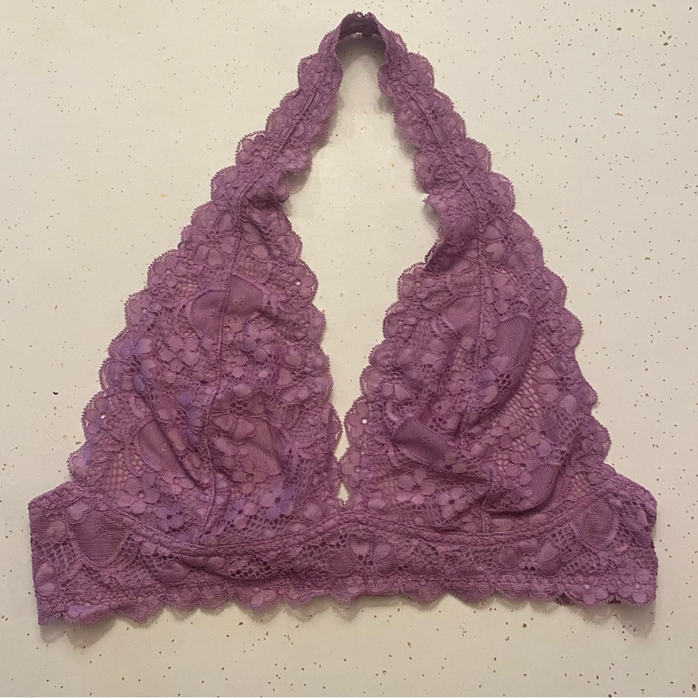 Free People Halter Top Lace Mauve Bralette